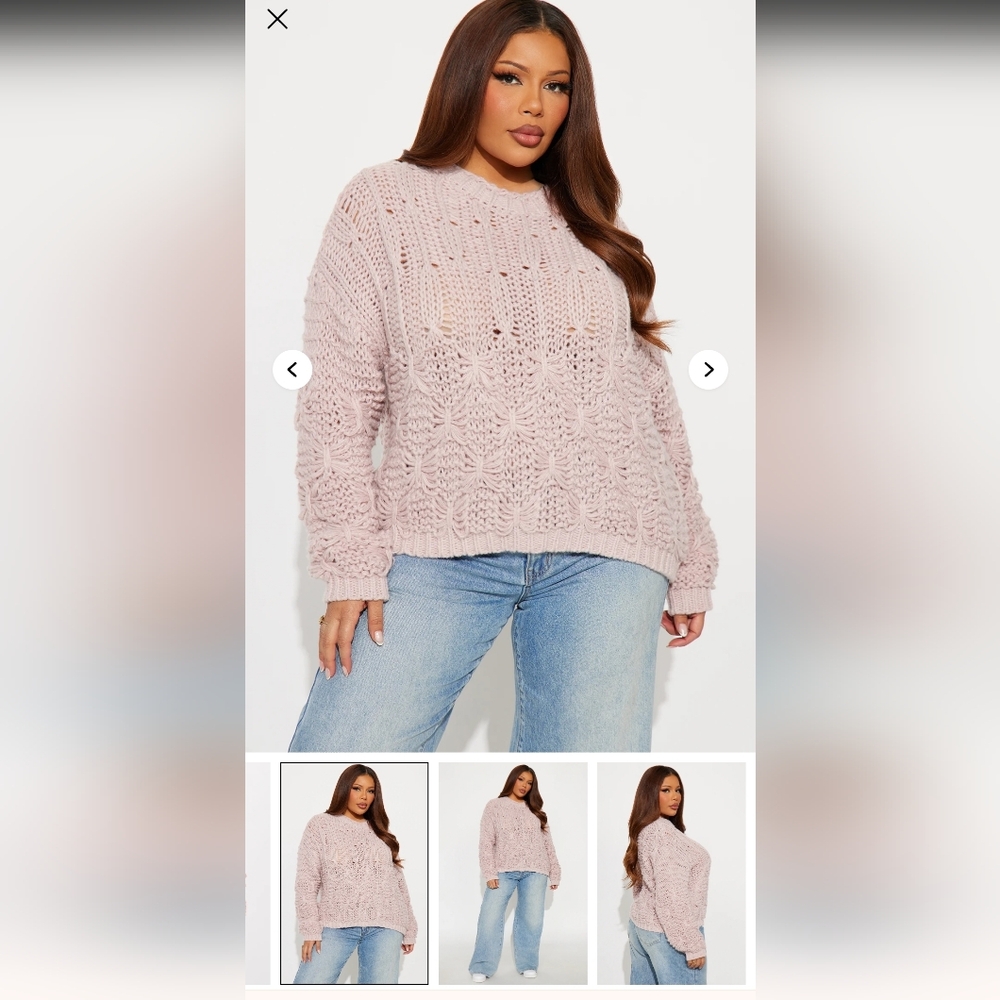 Fashion Nova Chunky Cable Knit Sweater - Light Pink